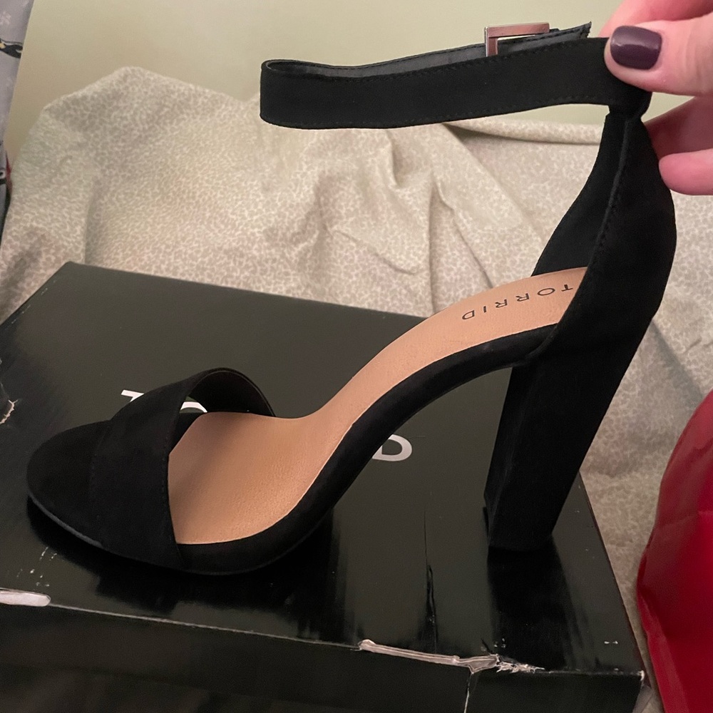Black strappy heels
